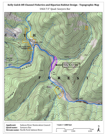 Kelly Bar Habitat Enhancement Project map. Click to enlarge.
