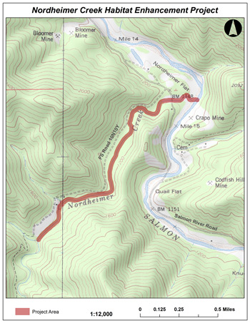 Nordheimer Creek Habitat Enhancement Project map. Click to enlarge